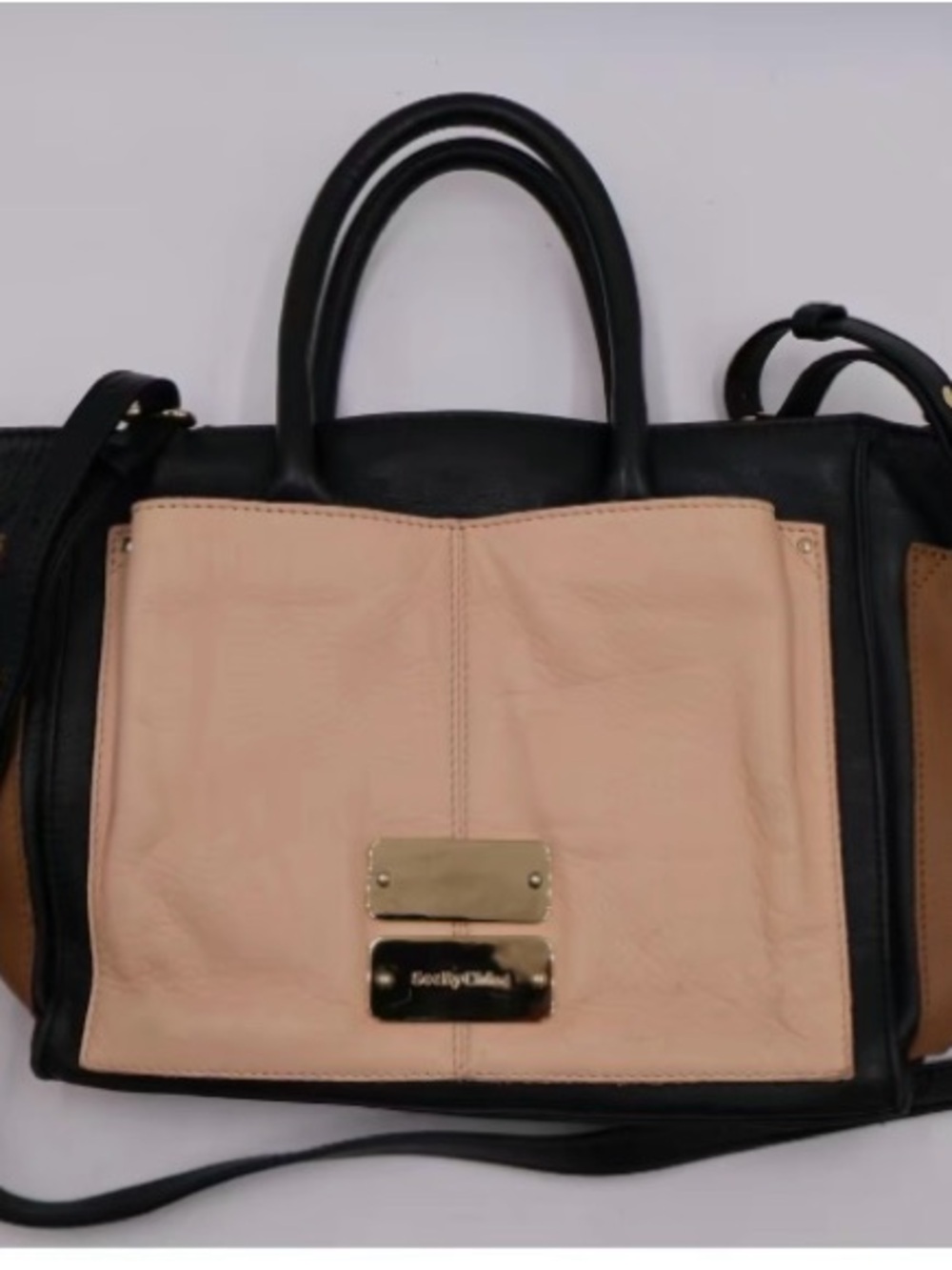 Classic See by Chloe Tri-Tone Leather Satchel in Black, Brown and Blush.